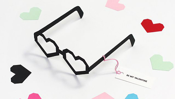 gafas corazones negros de papel san valetin