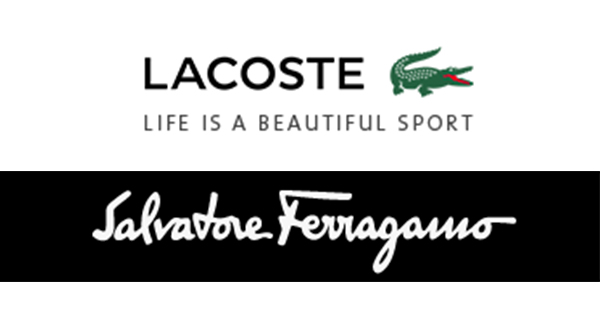 Logotipos de las marcas lacoste y ferragamo