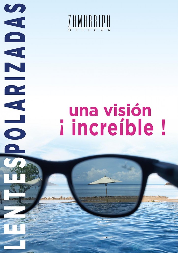 Cartel de la promoción de gafas polarizadas.