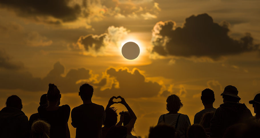 personas viendo un eclipse solar